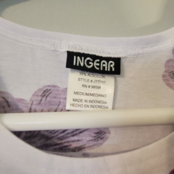 Ingear NWT Womens Purple Flower Sleeveless White Dress Bathing Suit Coverup M - Picture 4 of 6